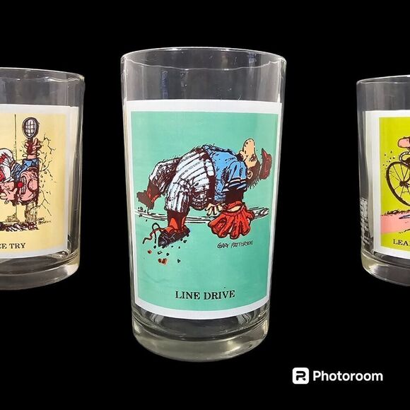 Pepsi Vtg 70s Sport Collector Series Drinking Glasses Gary Patterson Set Of 3 - Picture 3 of 10